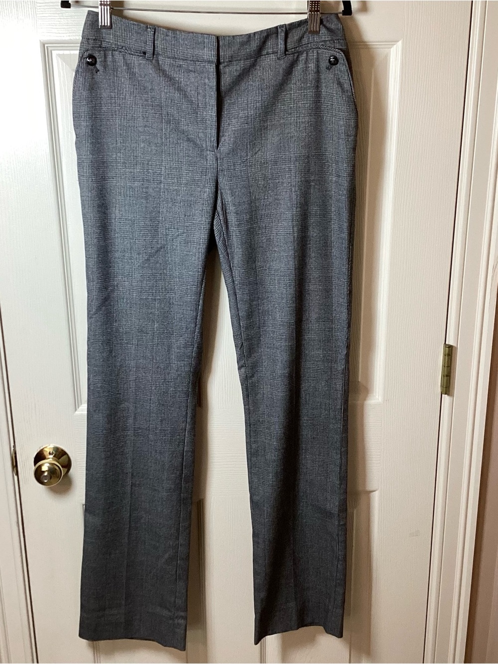 White House Black Market The Slim Gray Plaid Straight Fit Dress Pants - Size 6